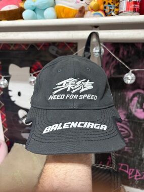 Balenciaga Black Embroidered "Need For Speed" Logo Cap